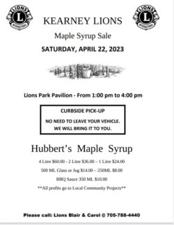 Kearney Lions Maple Syrup Sale April 22